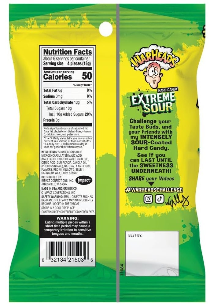 Warheads Extreme Sour Hard Candy 3.25oz Assorted Flavors - Image 2